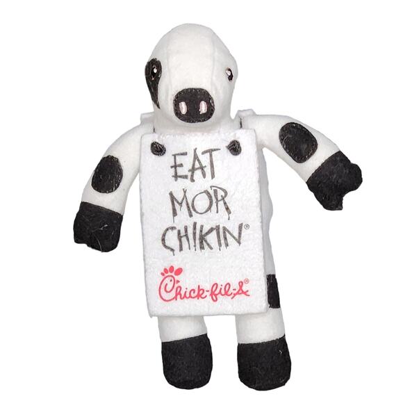CHICK-FIL-A Small Cow Plush w Billboard EAT MOR-CHIKIN on Front & Back 2013 - Picture 1 of 3